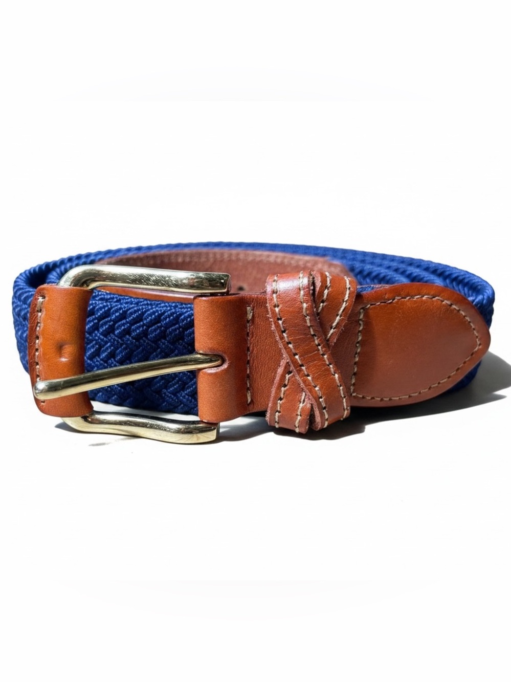 Kiel James Patrick Braided Belt Brass Buckle Sz 38 HAND MADE USA Nautical Preppy